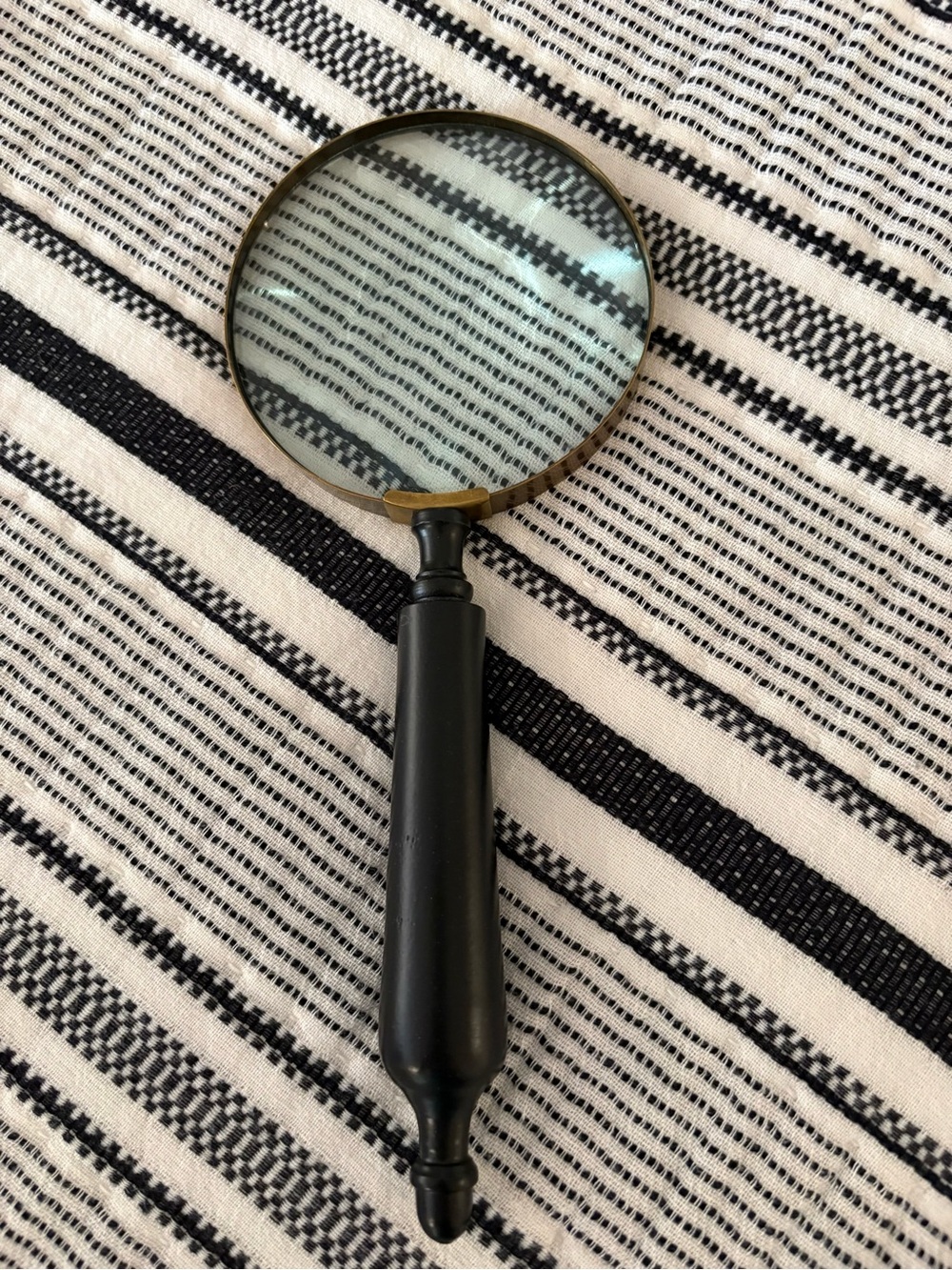 Brass-Rim Magnifying Glass with Black Handle - Home Accents